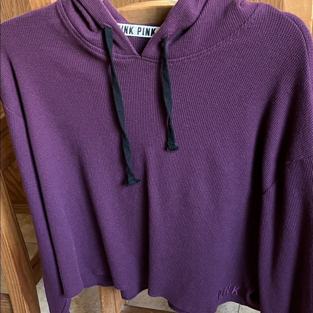 PINK Victoria's Secret Women's Burgundy Hoodie Sweater